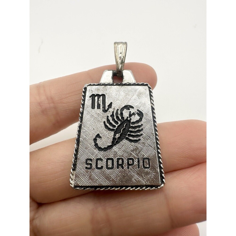 Vintage Silver Tone Zodiac Scorpio Pendant